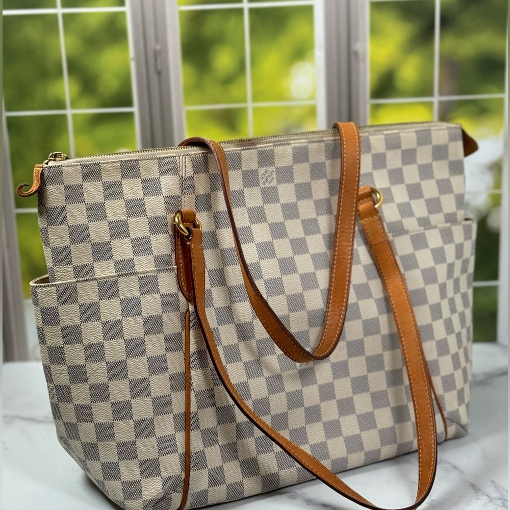 Louis Vuitton Damier Azur Totally MM Shoulder Bag Tote